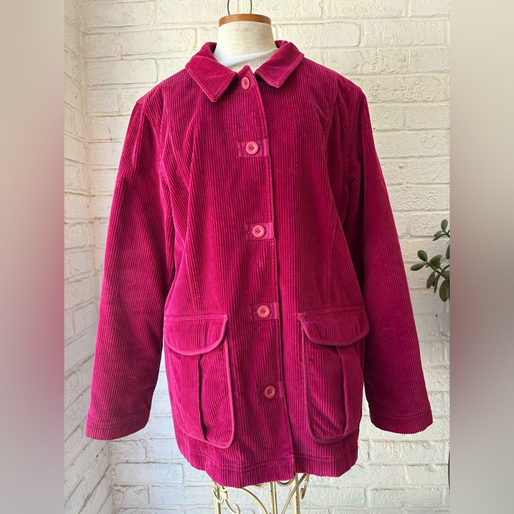 L.L. Bean Women's Bright Magenta!! Corduroy barn coat// Jacket sz XL